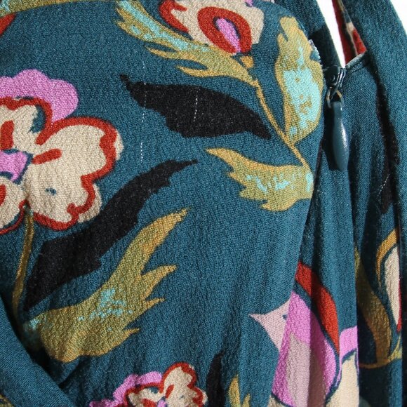 Free People Coco One Piece Jumpsuit Wide Leg Cross Open Back Floral Green Size 6 - Picture 15 of 16